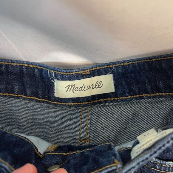 Madewell Dark Wash Cut Off Curvy High Rise Denim Shorts Size 24 - Picture 6 of 9